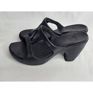 Crocs Cyprus Black Women's Size 8 High Heels Slip on Strappy Sandals Platform